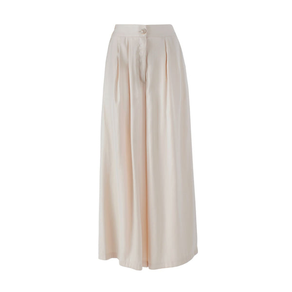 YESZEE Pantaloni Pantalone Donna a palazzo effetto lucido Crema - Francavilla Moda